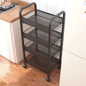 Kitchen Storage Rack Multi Tier Metal Cart <b>With</b> Wheels For Kitchen Organizers - Product Image 1