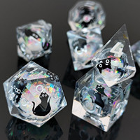 Ensemble de dés en résine époxy avec papillon intégré, 7 pièces, polyédriques, à bords vifs, pour jeux de rôle sur table