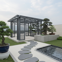 Pergola à double toit rigide en alliage d'aluminium |   Gazebo imperméable avec moustiquaire et rideau, résistant aux intempéries, pour patio et balcon