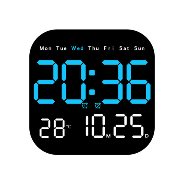 Mirror LED Digital Wall Clock Adjustable Brightness Color-Changing Function USB Powered-Plastic Electronic Bedroom Home Decor