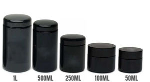 Pot en verre rond pour crème noire UV, 100 ml, 200 ml, 250 ml, 500 ml, 1000 ml, pot de rangement <span class=keywords><strong>ultra</strong></span>-<span class=keywords><strong>violet</strong></span> foncé, 150 g - Product Image 2