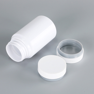 Manufacture 120cc PET packaging container 150ml -500ml White high quality <b>plastic</b> <b>jars</b> with double layer PP caps - Product Image 5