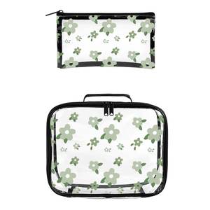 2025 Trending Custom Bento Bag Impermeable Hawaiian Pink Anthurium Print Reutilizar Transparente Clean Juego de dos piezas - Product Image 4