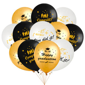 Ballons à thème de saison de remise des diplômes, thème noir et blanc, or et argent, pour célébration de remise des diplômes, fond de fête scolaire en classe - Product Image 1