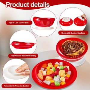 Elderly Self-Feeding Tableware Set 3-Piece <b>Red</b> Suction Cup Base Adaptive Spoon Bowl Parkinson's Rehabilitation <b>Therapy</b> Supplies - Product Image 3