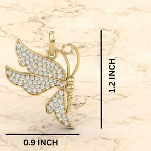 Colgante de Mariposa con Diamantes en Oro de 14 Quilates, Joyería Fina Elegante en Opciones de Oro Rosa, Blanco y Amarillo - Product Image 5