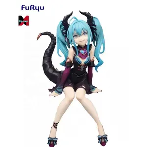 Tokoh aksi Anime pembantu naga Miku lucu 15CM mainan Model penyumbat mie duduk Iblis kecil anak perempuan boneka PVC