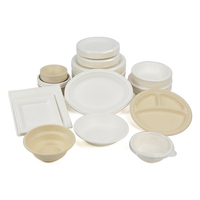 Assiettes de fête en bagasse de canne à sucre, 10 pouces, biodégradables, rondes, à 3 compartiments, jetables, pour plats à emporter et barbecue