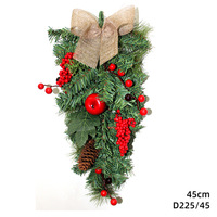 Décoration Murale et Suspendue pour Porte en Plastique Écologique, Fleurs de Noël et Aiguilles de Pin Inversées, Effet Scène à l'Envers, Vente Directe Usine