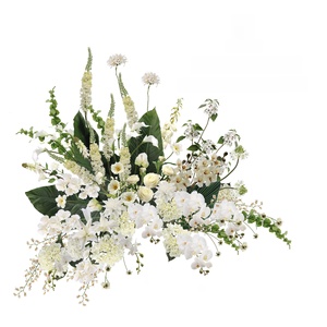 LO-847 Flores Artificiales Blancas al por Mayor, Mezcla de Rosas, Dalias, Tulipanes, Hortensias, Flores de Seda para Decoración de Bodas y Hogar - Product Image 1