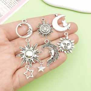 Pendentif soleil lune étoile en alliage d'argent antique, formes variées, pour la fabrication de bracelets, accessoires de bijoux DIY - Product Image 2
