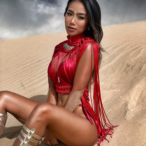 New Woven Tassel <strong>Skirt</strong> Women's Bohemian <strong>Split</strong> Long Dress Swimsuit Beach Two-piece Suit Sexy Eareto - Product Image 6