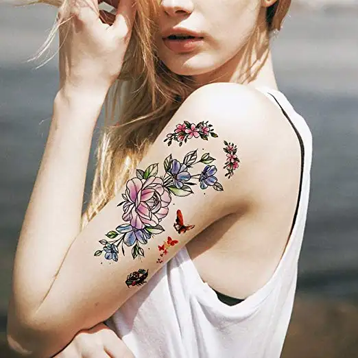 스마트 친환경 무독성 맞춤형 나비 꽃 몸 다리 반 팔 장식 섹시한 임시 문신 스티커