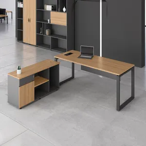 Компьютерный офисный письменный стол для рабочей станции для дома и офиса с чистым дизайном, орехового цвета + черные ножки