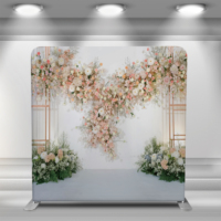 Stand Backdrop Foto Bunga Dua Sisi dengan Sarung Kain Backdrop untuk Fotografi Pernikahan, Studio Foto, dan Pesta