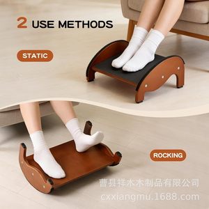 Wooden Footstool Non Slip Solid Wood <b>Office</b> Desk Footrest Home <b>Stool</b> Ottoman Retro Color Minimalist Design - Product Image 5