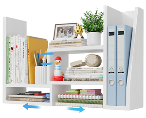 Organizzatore da Scrivania con Libreria, Scaffale Bianco per Organizzazione Ufficio, Mensole per Scrivania e Accessori ad Angolo - Product Image 1