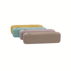 Fashionable Waterproof Silicone Rectangular Pencil <b>Case</b> Pouch Compact Portable Cosmetic Coin Purse Zipper for <b>Makeup</b> Brush - Product Image 3