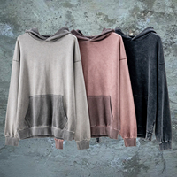 Streetwear de haute qualité personnalisé polaire vierge Vintage lavage à l'acide soleil fané poches en détresse sweats à capuche et sweat-shirts pour hommes