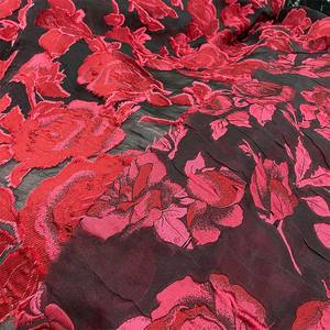 140cm赤いバラのカット花桑シルクポリエステルブレンド生地衣料品 - Product Image 2