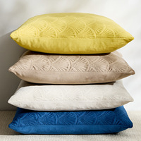 Housse de coussin carrée style nordique motif feuille de Ginkgo, housse de coussin de dossier en peluche couleur unie, décoration de salon, chevet de lit