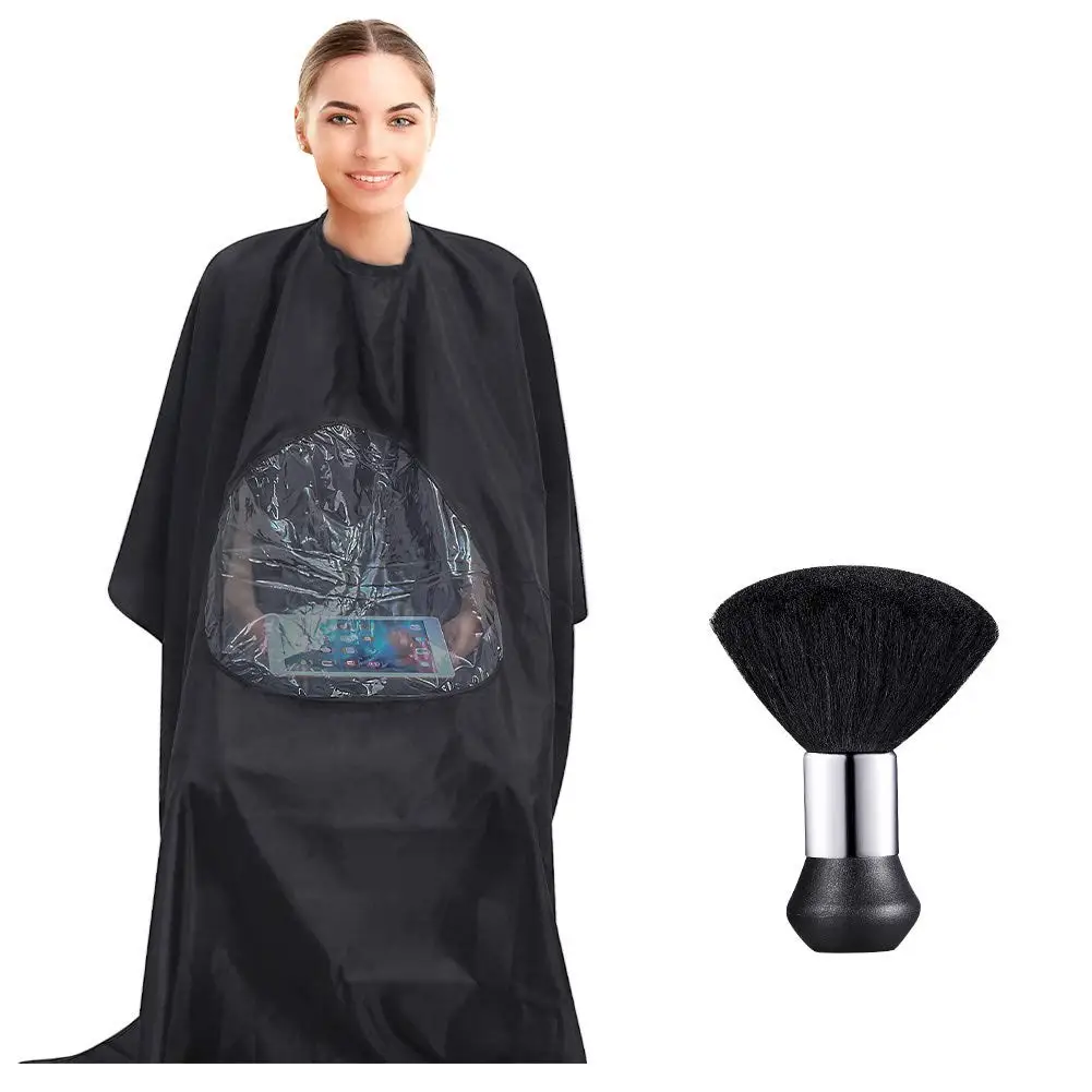 Black custom Cartoon Wahl Barber Polyest Nylon Fabric Satin Hair Cut Cape idrorepellente per materiale mantelle da barbiere