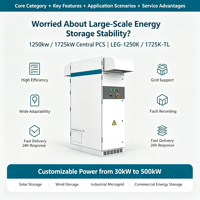 Convertisseur d'énergie centralisé PCS 1250kW 1725kW pour stockage d'énergie, fiabilité, support réseau, 690V AC, système BESS pour utilisation hors réseau et connectée au réseau