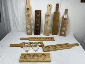 Tùy Chỉnh 3/4/5 Lỗ Rượu Vang Phục Vụ Uống Chuyến Bay Bia Cốc Khay Rượu Vang Thủy Tinh Hội Đồng Quản Trị Phục Vụ Khay - Product Image 3