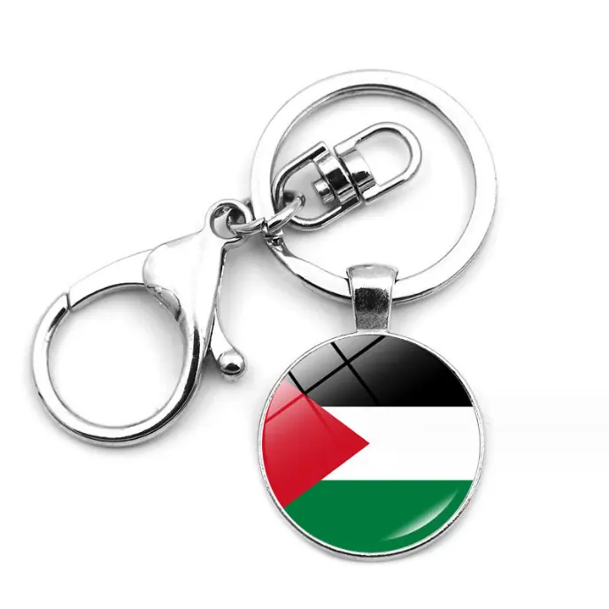 Personalizado Palestina bandeira tempo gema cabochão chaveiro, pingente lagosta fecho chave anel