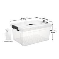 Boîte de rangement rectangulaire moderne 20-35L avec loquet, en PP transparent, robuste, multifonction, pour organiser les jouets d'enfants