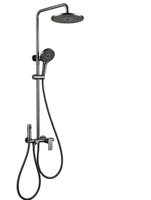 Système de douche thermostatique à poignée unique en laiton poli chromé avec jet de pluie pour salles de bain d'hôtel