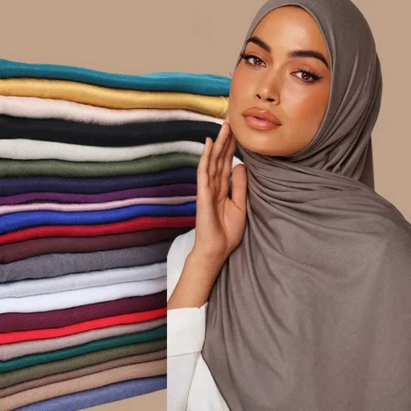 2024ファッションスカーフ卸売モーダルコットンプレミアムジャージーヒジャーブイスラム教徒女性伸縮性レーヨンショールスカーフ