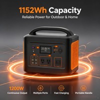 Banco de Energía Portátil para Exteriores de 1200W 1152Wh - Batería LiFePO4 con MPPT, Arrancador de Emergencia, Onda Sinusoidal Pura para Camping y Uso de Emergencia, Personalizable
