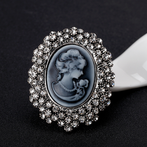 Nouveau rétro beauté tête série <span class=keywords><strong>broche</strong></span> eau diamant camée <span class=keywords><strong>broche</strong></span> reine alliage diamant ensemble poitrine fleur - Product Image 4