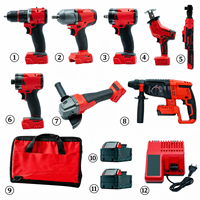 Kit d'outils électriques sans balais 18V, supporté par l'OEM, directement de l'usine, comprenant une perceuse et une visseuse à chocs sans fil, pour les commandes de gros distributeurs