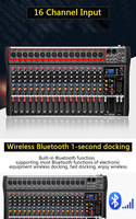 Console de mixage audio professionnelle HDT CT160 à 16 canaux en métal pour studio, DJ, avec extension de microphone, effet de réverbération, audio haute résolution