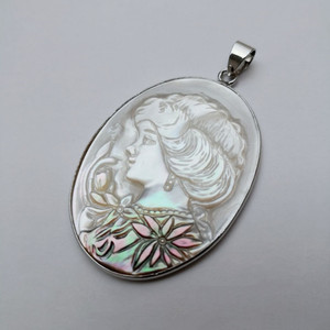 Pendentifs en <span class=keywords><strong>coquillage</strong></span> noir pour femme, bijoux naturels, pendentif Cameo sculpté, livraison gratuite, MOP97 - Product Image 1