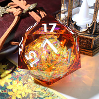 Dés transparents géants de haute qualité 50mm D20, polyèdre brillant à noyau liquide pour jeux de rôle DND TTRPG - Liquid16-50mm