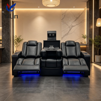 Canapé de cinéma inclinable électrique 3 places pour salle de cinéma de villa moderne, fauteuil triple connecté avec porte-gobelets