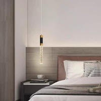 Suspension Led Noir Moderne pour Salle à Manger Chambre à Coucher Mini Suspension Eclairage Bulle Cristal Suspension pour Îlot de Cuisine