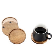 Sous-verres en bois d'acacia pour boissons, sous-verres ronds avec support pour café, table à manger, sous-verres en bois pour bureau de style farmhouse