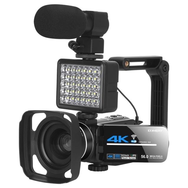 New High Quality KOMERY AF2 5600PX 18X Zoom 4K Digital Video Camera With Stabilizers Kit