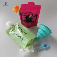 Pochette à bec verseur réutilisable et lavable au lave-vaisselle pour bébé avec cuillère d'alimentation