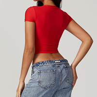 Haute qualité Fitness femmes col rond à manches courtes Yoga t-shirt vêtements de sport Slim Fit blanc Gym haut court