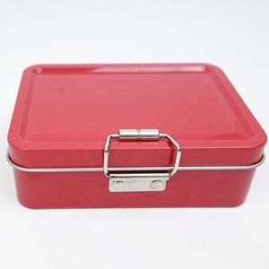 Ready Stock Colorful Rectangular Hinged Clasp Tinplate <b>Box</b> <b>Empty</b> Metal Storage Tin Can For Snack Biscuit Holiday <b>Gift</b> Packing - Product Image 3