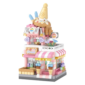 <span class=keywords><strong>LOZ</strong></span> Mini bloques de construcción DIY dibujos animados calle tienda ladrillos ensamblados helado café foto estudio flor tienda juguete lindo regalo 8813 - Product Image 6