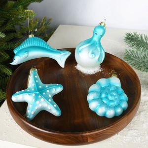 Venta Directa de Fábrica, Adornos de Cristal para Árbol de Navidad con Forma de Animales Marinos de Colores Arcoíris, 8x8x8cm, Artesanías Decorativas - Product Image 4