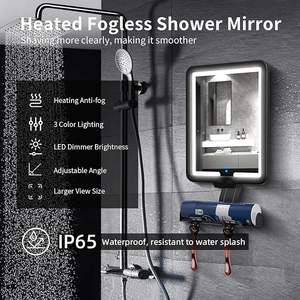 Soporte para maquinilla de afeitar, iluminación, alimentado por batería, baño antivaho montado en la pared, <span class=keywords><strong>afeitado</strong></span> sin niebla, espejo de ducha LED con luz - Product Image 2