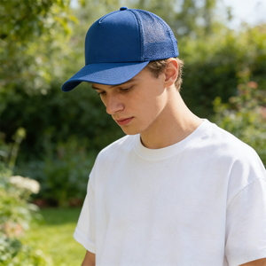 قبعات سناب باك كلاسيكية مريحة عالية الجودة بالجملة، قبعات ذات حافة منحنية بخمسة ألواح، قبعات شبكية قابلة للتنفس - Product Image 1