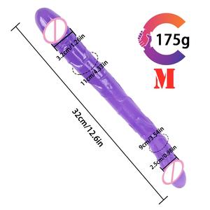 Consolador de doble cabeza, consolador realista de gelatina larga, Consolador de doble extremo, pene grande Flexible para mujeres, masturbador, Juguetes sexuales para <span class=keywords><strong>lesbianas</strong></span> - Product Image 4